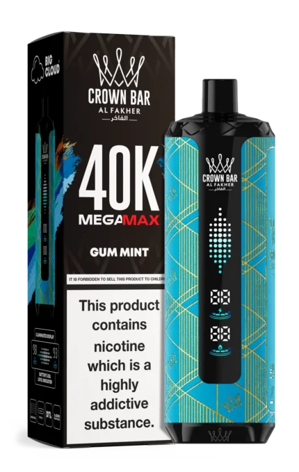 Al Fakher Crown Bar Mega Max 40000 Puffs Gum Mint Flavor in Dubai