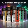 Al Fakher Crown Bar Mega Max 40000 Puffs retail boxes and devices in assorted flavors