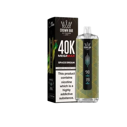Al Fakher Crown Bar Mega Max Space Dream 40000 Puffs box packaging, Dubai UAE