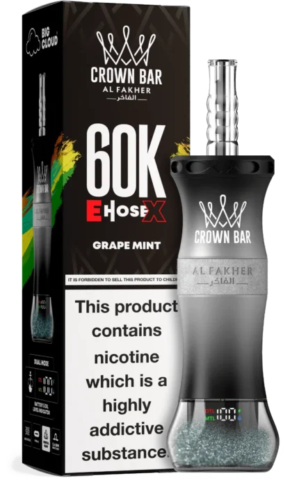 Buy Al Fakher Crown Bar E-Hose 60000 Puffs Grape Mint Dubai UAE