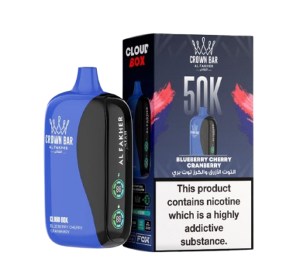 Al Fakher Crown Bar Cloud Box 50000 Puffs Blueberry Cherry Cranberry