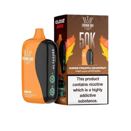 Al Fakher Crown Bar Cloud Box 50000 Puffs with Sweet Mango, Tangy Pineapple and Zesty Grapefruit Flavor