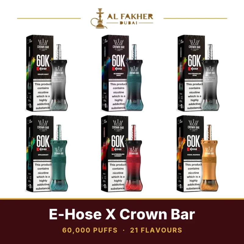al fakher dubai al fakher e hose x crown bar 60k puffs category